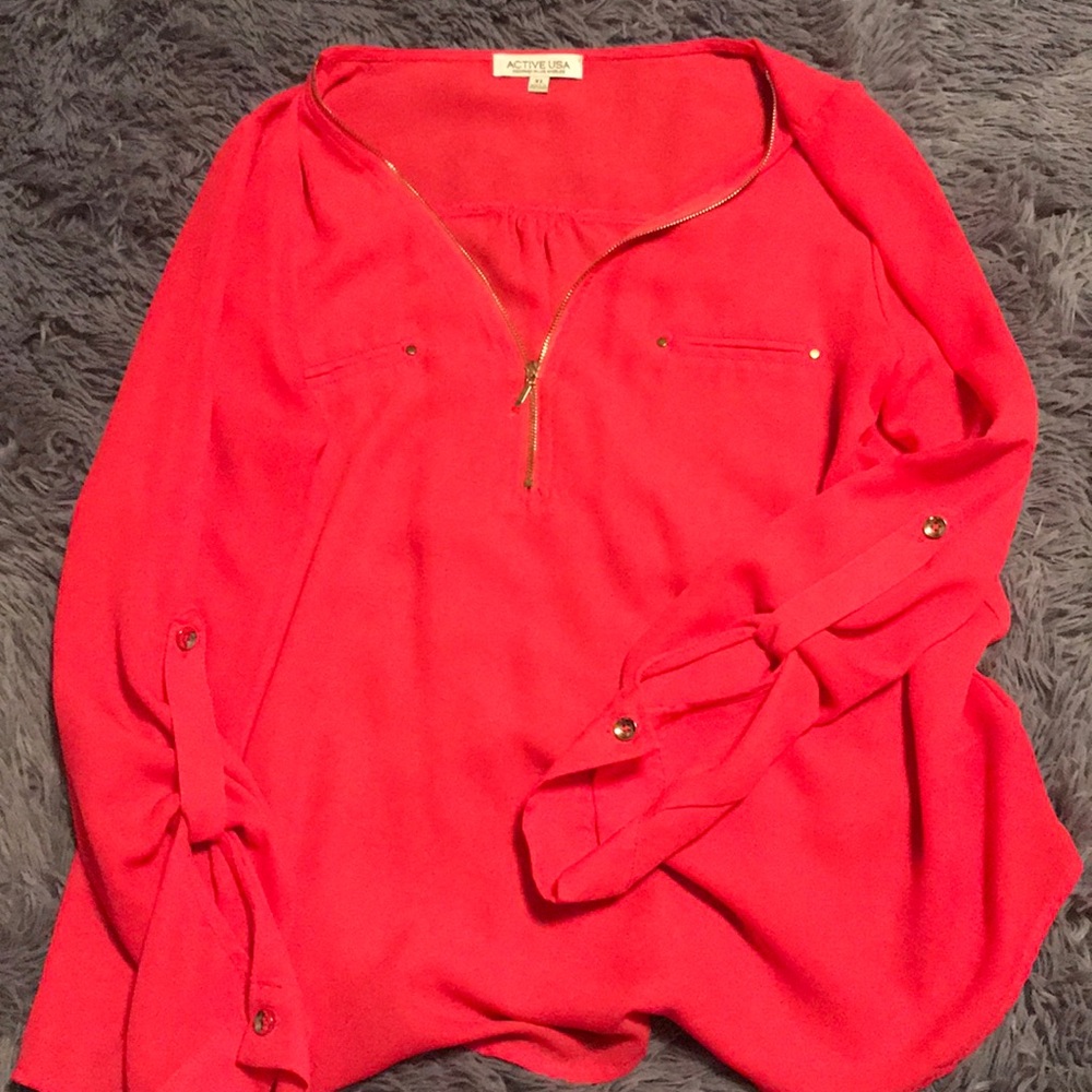 Hot pink zipper shirt